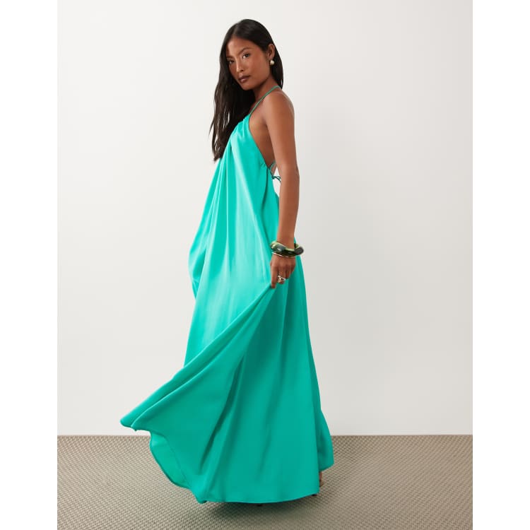 asos design scoop neck trapeze maxi dress with frill ASOS - Petite Trapeze Maxi Dress - Women - Polyester - 4 US