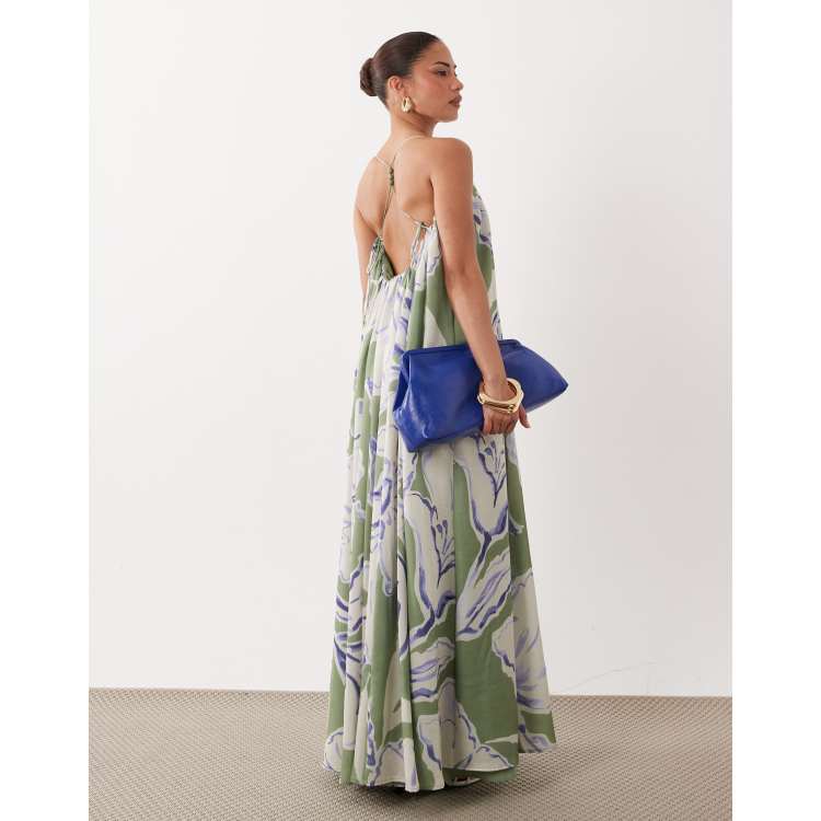 asos design scoop neck trapeze maxi dress with frill ASOS - Petite Trapeze Scoop Neck Maxi Dress - Women - Polyester - 10 US