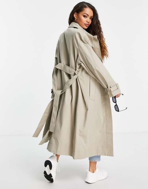 ASOS DESIGN Petite - Trench-coat à col pointu - Taupe, 2 de 4