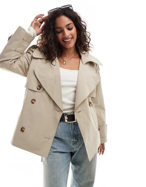 ASOS DESIGN Petite Trench-coat court et oversize avec ceinture
