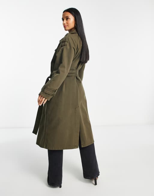ASOS DESIGN Petite - Trench-coat en coton - Kaki délavé, 2 de 4