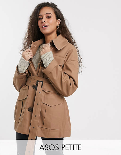 ASOS DESIGN Petite - Trench-coat fonctionnel - Taupe