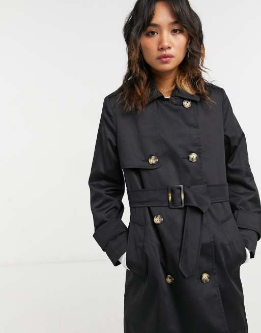 Women's petite 2025 black trench coat