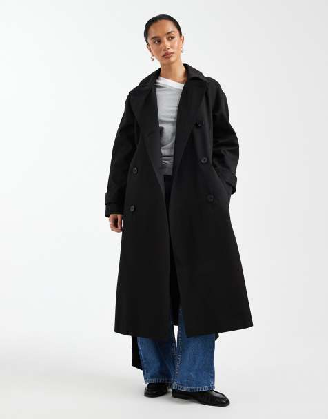 ASOS DESIGN Petite - Trench-coat long et déperlant - Noir - view 1