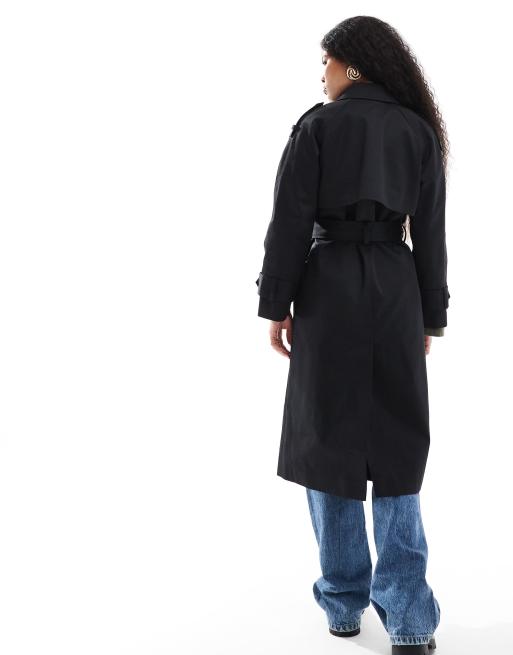 ASOS DESIGN Petite - Trench-coat long - Noir, 3 de 4