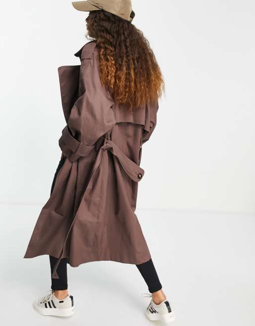 ASOS DESIGN Petite - Trench marrone scuro oversize, 2 di 4