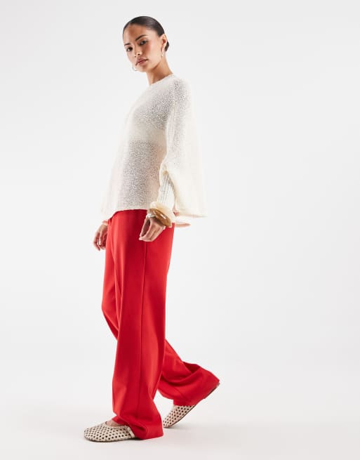 ASOS DESIGN Petite trousers in bright red, 3 of 5