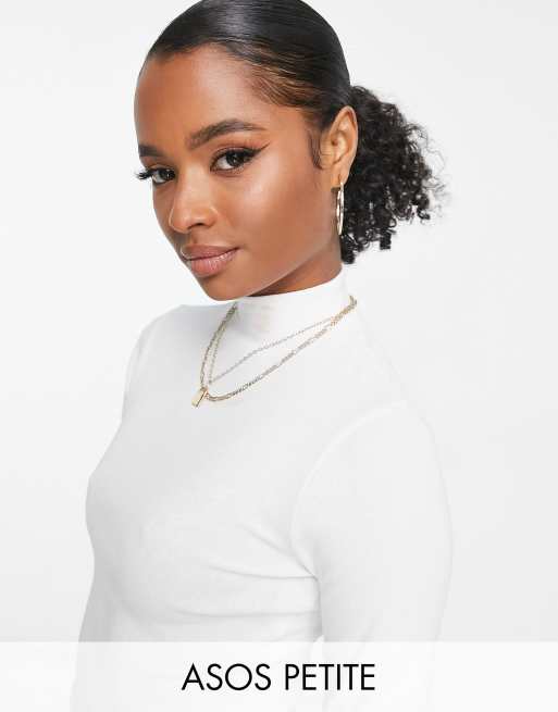 ASOS DESIGN turtle neck long sleeve top in white