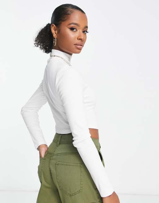 Turtleneck crop top clearance white