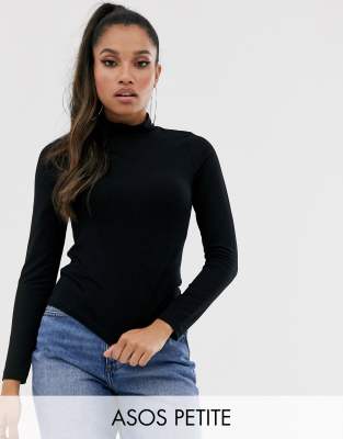 mock neck black long sleeve top