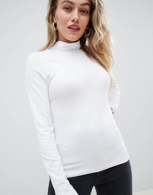 white polo neck long sleeve top