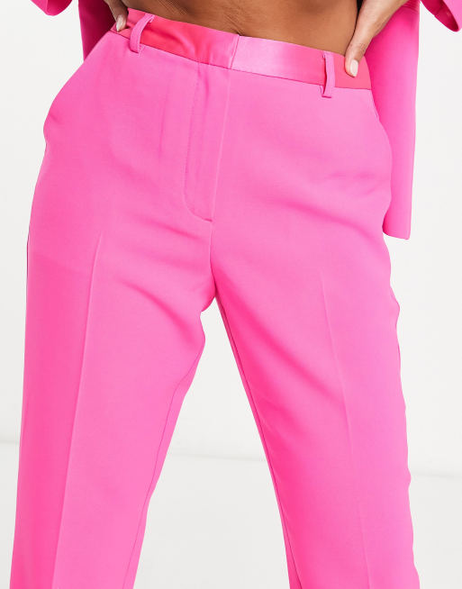 hot pink cigarette pants ASOS DESIGN Petite tux cigarette pants in bright pink
