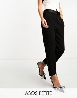 ASOS DESIGN Petite tux tapered trousers in black