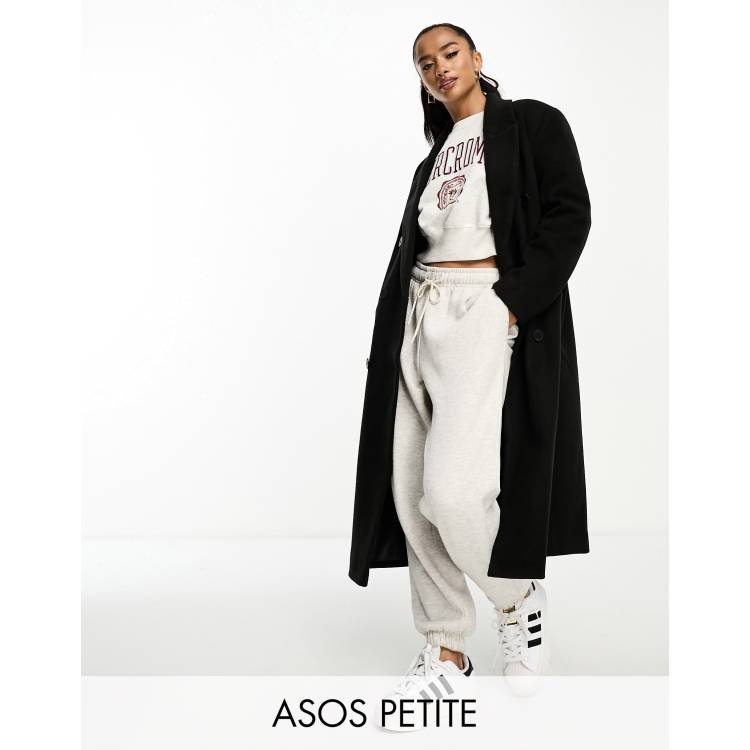 ASOS DESIGN Petite twill dad coat in black