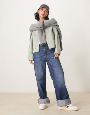 ASOS PETITE ASOS DESIGN PETITE TWILL TOP COLLAR JACKET 