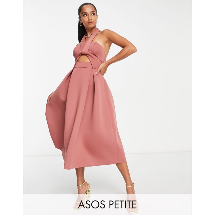 ASOS DESIGN bare shoulder prom midi dress in rose