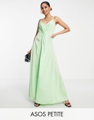 ASOS DESIGN Petite twist front cami maxi dress in green - YELLOW