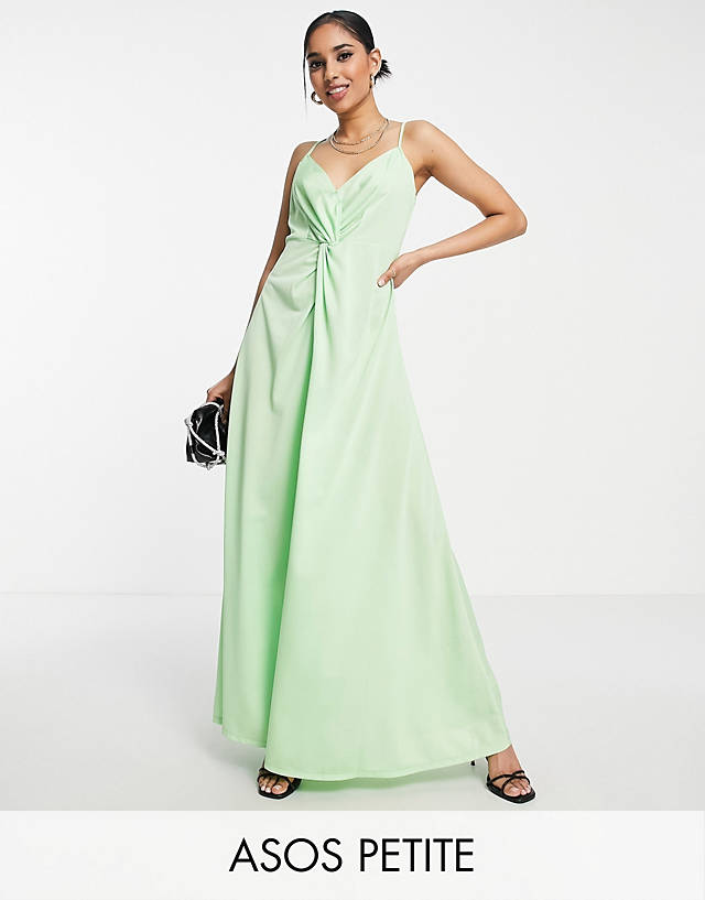 ASOS DESIGN Petite twist front cami maxi dress in green - YELLOW