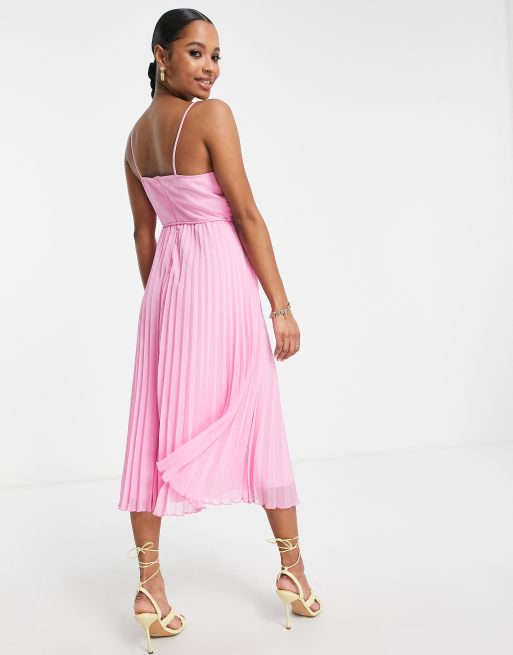 ASOS DESIGN cami midi sundress with pintucks in black