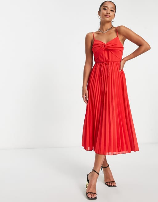 Red pleated cheap dress asos