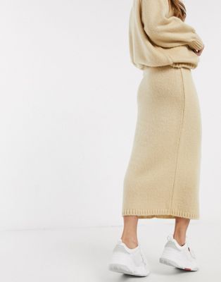 cream knit midi skirt