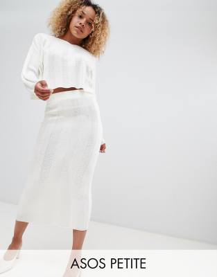 white ribbed midi skirt