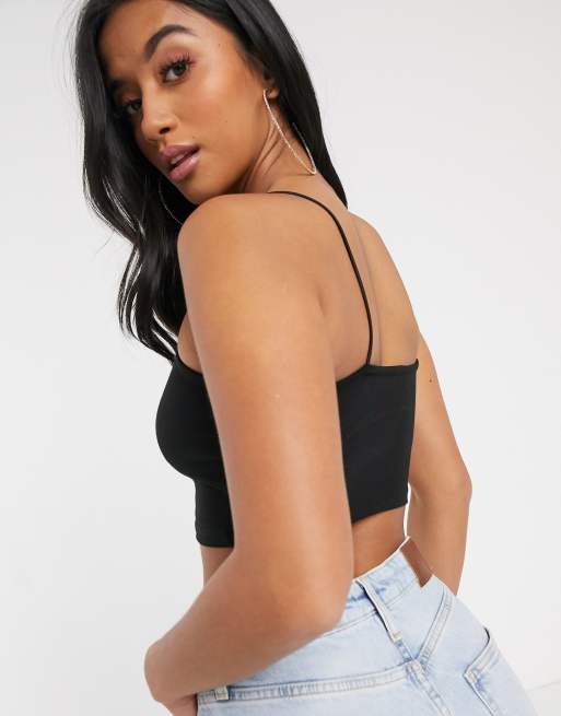 ASOS DESIGN ultimate crop bandeau top in black