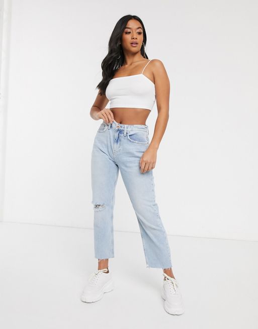 ASOS DESIGN ultimate bandeau crop top with skinny straps in white