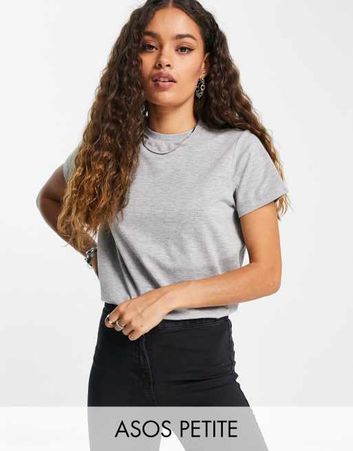 ASOS DESIGN Petite ultimate cotton t-shirt with crew neck in gray heather - GRAY