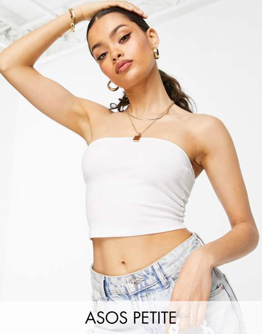 ASOS DESIGN Petite - Ultimate - Crop top bandeau - Blanc