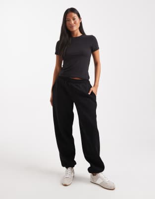 ASOS Petite ASOS DESIGN Petite ultimate cuffed brushback jogger in black