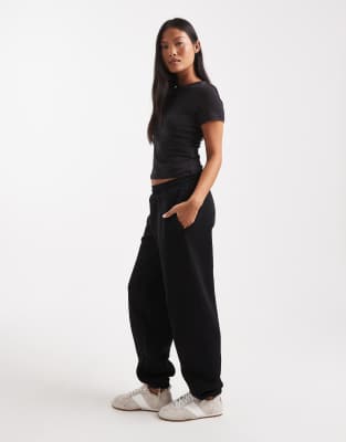 Asos Petite Asos Design Petite Ultimate Cuffed Brushback Sweatpants In Black