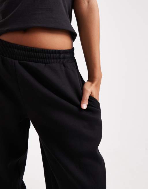 ASOS DESIGN Petite ultimate cuffed brushback sweatpants in black
