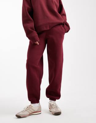 Asos Petite Asos Design Petite Ultimate Cuffed Brushback Sweatpants In Red