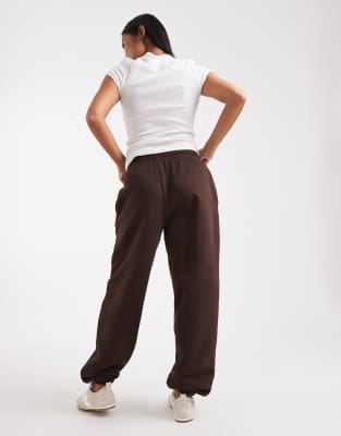 Asos Petite Asos Design Petite Ultimate Cuffed Brushback Sweatpants In Brown