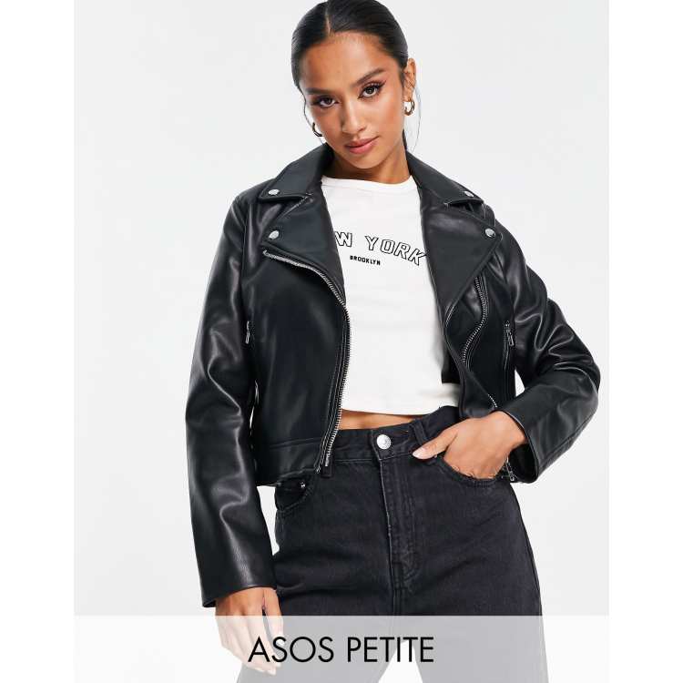 Asos petite 2025 leather jacket