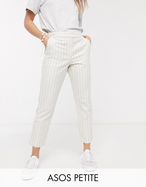 ASOS DESIGN Petite ultimate linen cigarette trousers in stripe
