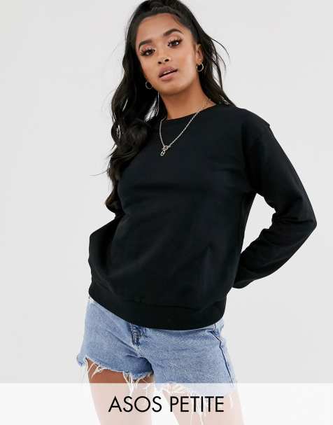 ASOS DESIGN Petite – Ultimate – Schwarzes Sweatshirt aus Bio-Baumwolle