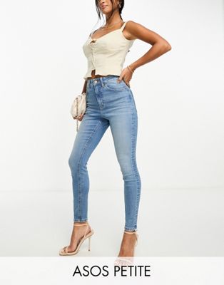 Shop Asos Petite Asos Design Petite Ultimate Skinny Jean In Mid Blue