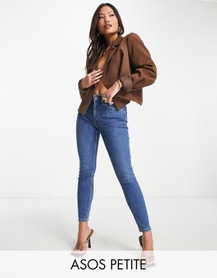 Asos Petite Asos Design Petite Ultimate Skinny Jeans In Authentic Mid Blue In Blue