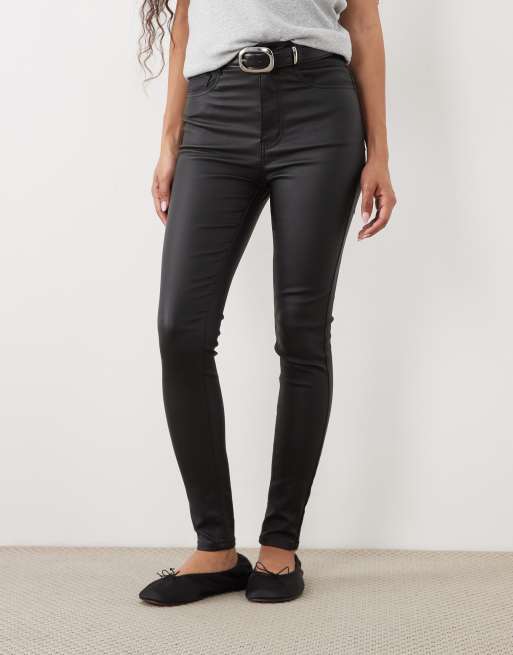 ASOS DESIGN Petite ultimate skinny jeans in coated black, 2 of 5
