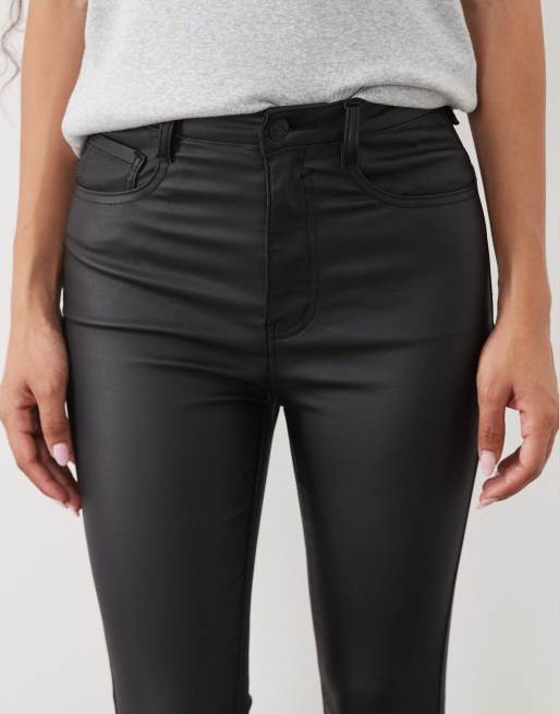 ASOS DESIGN Petite ultimate skinny jeans in coated black, 3 of 5
