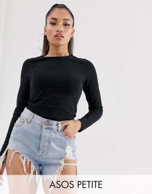 Футболка ASOS DESIGN Petite ultimate slim fit с длинными рукавами из хлопка черного цвета - ЧЕРНЫЙ 2190₽