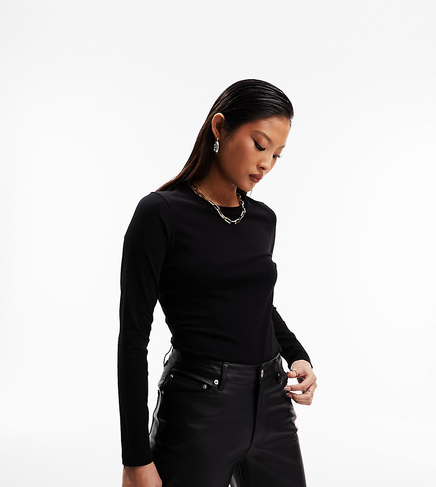 Asos Petite Asos Design Petite Ultimate Slim Fit T-shirt With Long Sleeves In Cotton In Black