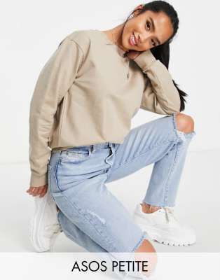 Asos Petite Asos Design Petite Ultimate Sweatshirt In Sandneutral