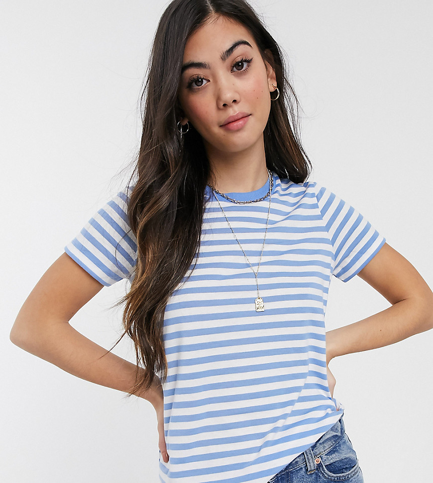 ASOS DESIGN Petite - Ultimate - T-shirt met ronde hals en strepen in blauw-Multi