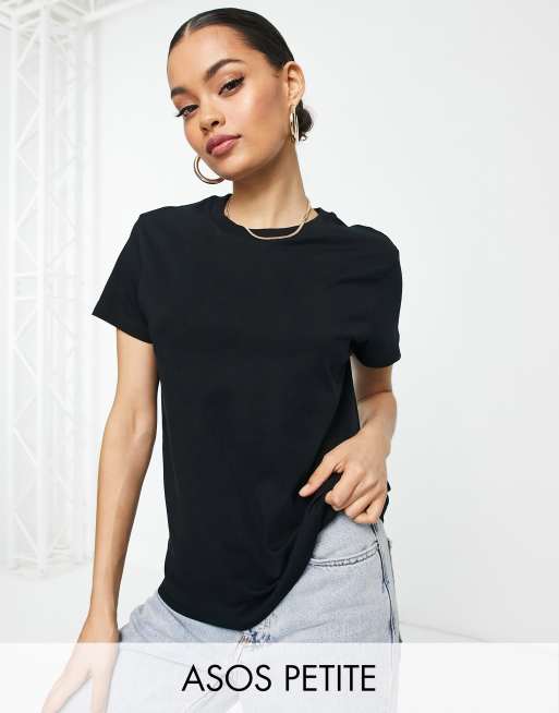 ASOS DESIGN Petite ultimate t shirt with crew neck in cotton blend in black BLACK