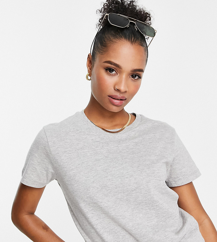 ASOS DESIGN Petite ultimate t-shirt with crew neck in organic cotton blend in gray heather