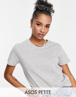 ASOS DESIGN Petite ultimate t-shirt with crew neck in cotton blend in grey marl - GREY