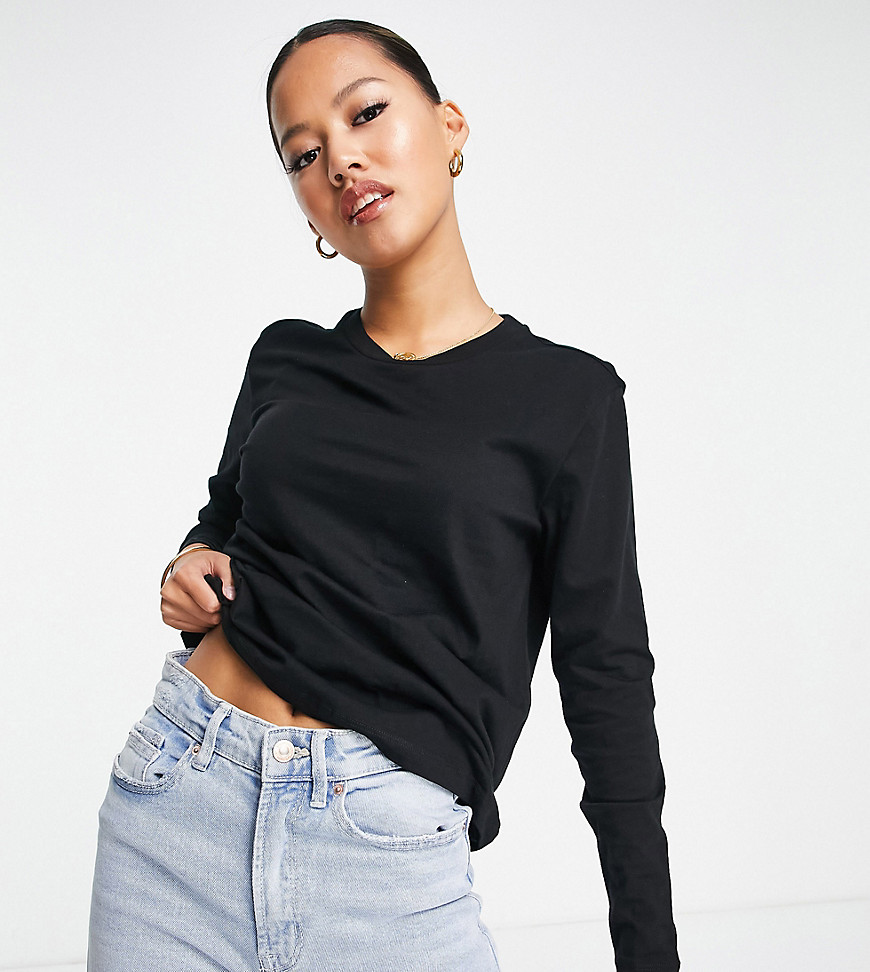 ASOS DESIGN Petite ultimate T-shirt with long sleeves in organic cotton in black